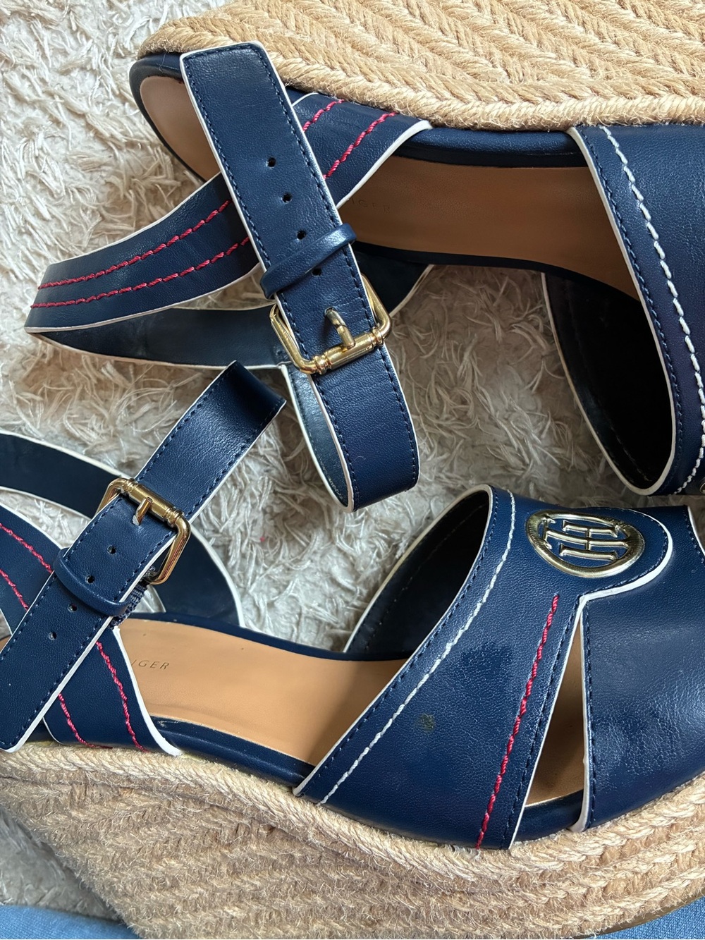 Tommy Hilfiger Navy Kinsey Sandal Wedge - Picture 3 of 11